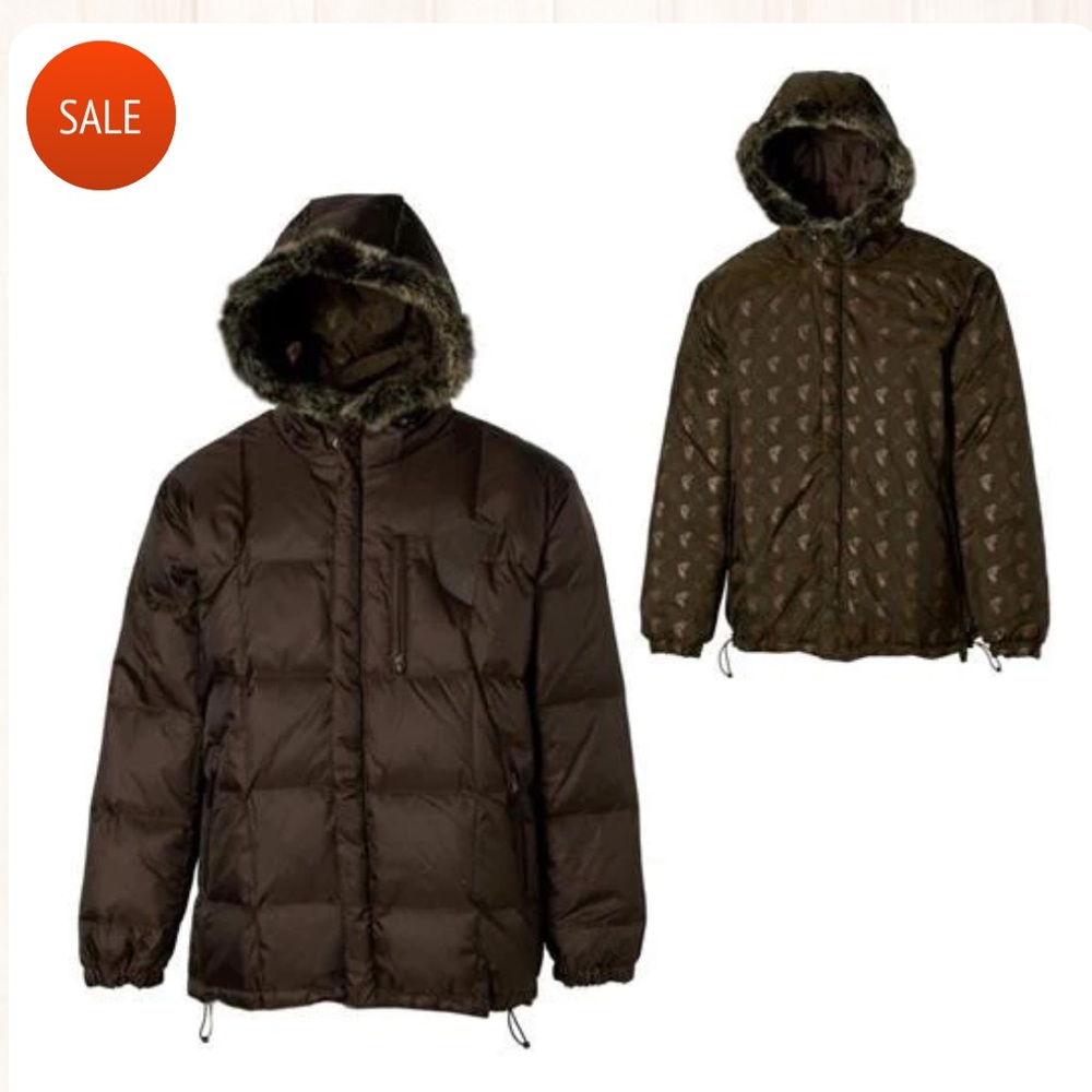 Famous Stars & Straps Reversible Brown Hooded Ski Jacket